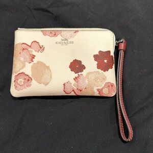 Coach Cream Floral Wristlet